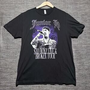 Junior H 2025 Tour Shirt Men's Large Black Purple Rhinestones SS Sad Boyz Broken